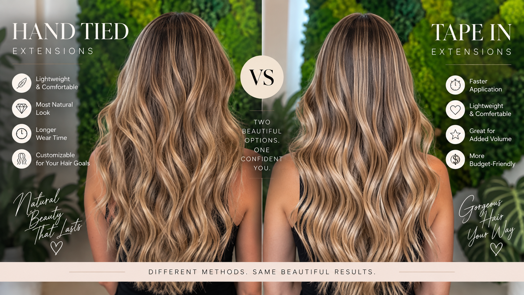 Hand tied vs Tape In Extensions